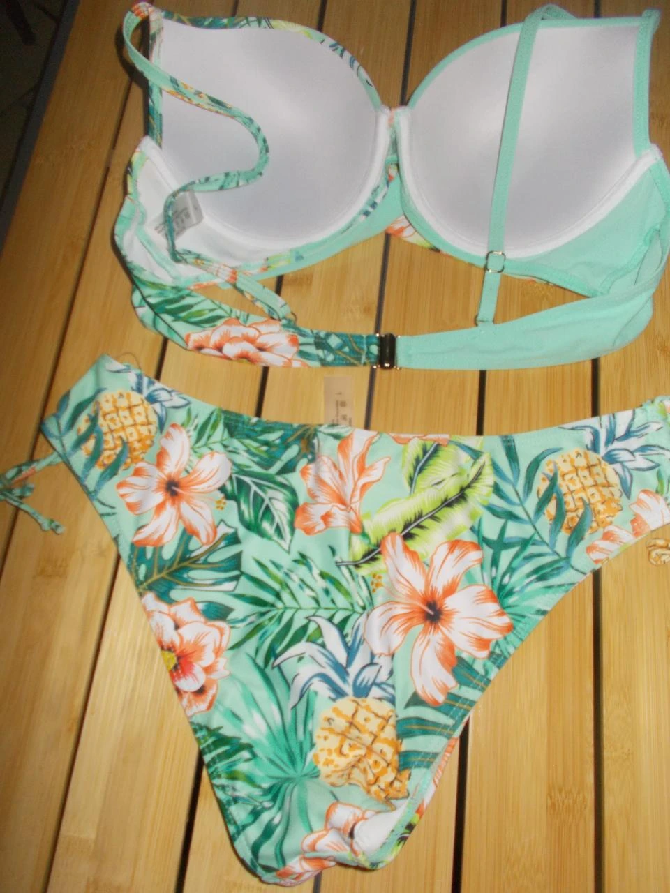Bikini de dos piezas tropical en verde menta - Talla L (40/42) – photo 6